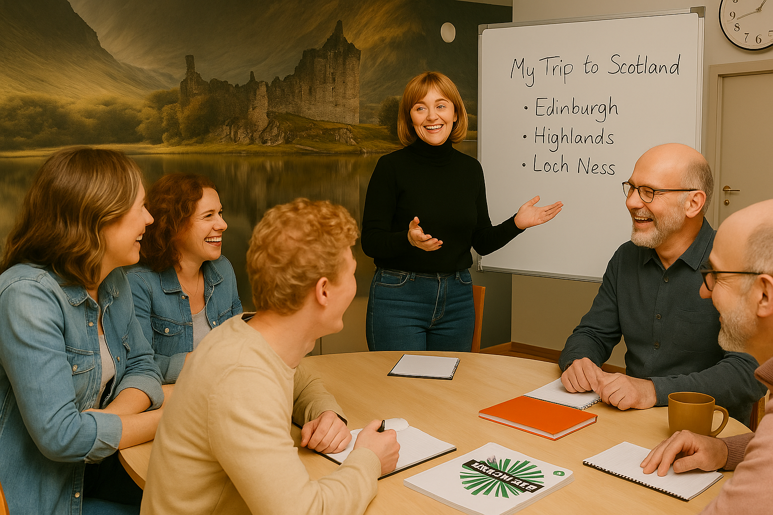 dziecko przy laptopie z chmurkami na tablicy